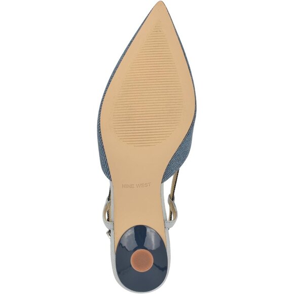 Nine West Womens Blue Denim Pointed Closed Toe Ankle Buckle Rhonda Pumps - Picture 4 of 6